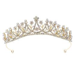 Queen-Stirnband mit Perlen und Strasssteinen, Brautkrone, Geburtstags-Tiara, Haarschmuck für Frauen und Mädchen, Hochzeit, Geburtstag, Foto-Requisite, Medium von Ztexkee