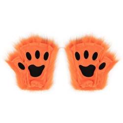 Ztexkee Furry Paws Fingerloser Fäustlinge, Winterhandschuh, pelzige Anzüge für Cosplay, Party, Gastgeschenke, Erwachsene und Kinder, Orange, Orange, M von Ztexkee