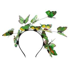 Ztexkee Schmetterlings-Stirnbänder für Damen, Schmetterlings-Haarspangen für Damen, Kopfbedeckung für Mädchen, Schmetterlings-Blumen-Haar-Accessoires (grün) von Ztexkee