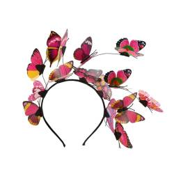 Ztexkee Schmetterlings-Stirnbänder für Damen, Schmetterlings-Haarspangen für Damen, Kopfbedeckung für Mädchen, Schmetterlings-Blumen-Haar-Accessoires (rosig) von Ztexkee