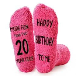 ZTL Flauschige Fleece-Socken zum 40., 50., 60. Geburtstag, lustiges Geburtstagsgeschenk für Mutter, Freunde, Ehefrau, Schwester, 40. Geburtstag, Hot Pink, Einheitsgröße von Ztl
