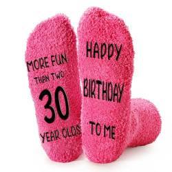 ZTL Flauschige Fleece-Socken zum 40., 50., 60. Geburtstag, lustiges Geburtstagsgeschenk für Mutter, Freunde, Ehefrau, Schwester, 60. Geburtstag, Hot Pink, Einheitsgröße von Ztl