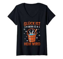 Damen Sauna Zubehör Aufguss Wellness Schwitz Sauna T-Shirt mit V-Ausschnitt von Zubehör Sauna Geschenke für Männer