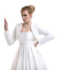 Zudanal Damen Brautjacke Pelz Bolero Kunstlichem Fell Braut Pelzimitat Jacke Weiß 36 von Zudanal