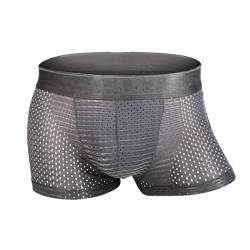 Zueauns Herren Boxershorts Eisseide Mesh Unterwäsche Netz Transparent Sexy Retroshorts Atmungsaktive Boxer Shorts von Zueauns