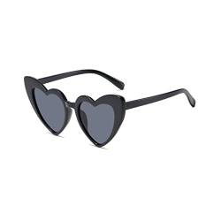 Zueauns Herz Sonnenbrille Damen Herzbrille Herzen Sonnenbrillen Vintage Herzform Party Brille Katzenaugen Sonnenbrille für Damen Frauen von Zueauns