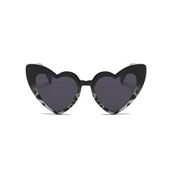 Zueauns Herz Sonnenbrille Damen Herzbrille Herzen Sonnenbrillen Vintage Herzform Party Brille Katzenaugen Sonnenbrille für Damen Frauen von Zueauns
