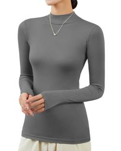 Zueauns Rollkragenpullover Damen Rollkragenshirt Langarmshirt Damen eng Thermo Oberteil Slim Fit Basic Tops Stehkragen Turtleneck Pullover Unterziehshirt Rollkragen-Shirt Elegante Oberteile von Zueauns