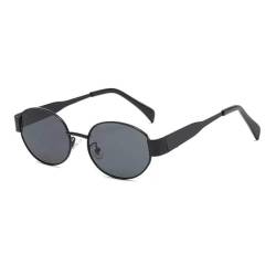 Zueauns Sonnenbrille Damen Herren Retro Sonnenbrillen Unisex Oval Brillen Trendy Sportbrille Metallrahmen UV400 Schutz Goggle Rave Brille, für den Außenbereich, Sonnenschutz im Sommer, Alltagskleidung von Zueauns