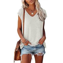 Zueauns Tshirt Damen Elegant Oberteile Damen Sommer T-Shirts für Damen Kurzarm T Shirt Blusen Einfarbig Oversized Tshirt Frauen Freizeit Fledermausärmel Tuniken Bluse Tops von Zueauns