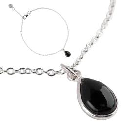 Züssi Simply Obsidian Armband Damen aus reinem 925 Sterling Silber - Echter Obsidian Edelstein - Damen Armband in Tropfenform von Züssi