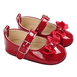 Zukmuk Baby Schuhe Mädchen Kleidung Lauflernschuhe Hausschuhe Bowknot Leder Krabbelschuhe für 0-3monate 6-12monate 1 Jahr (Rot, 12-18 Monate) von Zukmuk