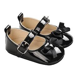 Zukmuk Baby Schuhe Mädchen Kleidung Lauflernschuhe Hausschuhe Bowknot Leder Krabbelschuhe für 0-3monate 6-12monate 1 Jahr (Schwarz, 0-6 Monate) von Zukmuk