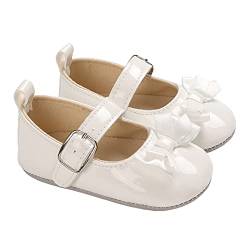 Zukmuk Baby Schuhe Mädchen Kleidung Lauflernschuhe Hausschuhe Bowknot Leder Krabbelschuhe für 0-3monate 6-12monate 1 Jahr (Weiß, 6-12 Monate) von Zukmuk