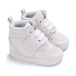 Zukmuk Baby Turnschuhe Anti-Rutsch Krabbelschuhe für Baby Schuhe Lauflernschuhe Mädchen Babyschuhe 0-6 Monate Lauflernschuh Baby Sneaker High Top Sneakers (Weiß B, 6_Months, 12) von Zukmuk