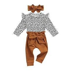 Zukmuk Babykleidung Neugeborene Baby Body+Hose+Stirnband Baby Mädchen Set Kleidung Baby Kleidung Mädchen 0-6 Monate (0-6 Monate, Braun A) von Zukmuk