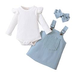 Zukmuk Babykleidung Neugeborene Baby Body+Rock+Stirnband Baby Mädchen Set Kleidung Baby Kleidung Mädchen 0-6 Monate (Blau A, 6-12 Monate) von Zukmuk