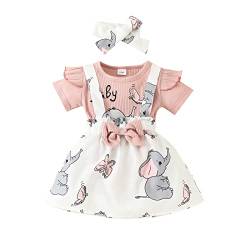 Zukmuk Babykleidung Neugeborene Baby Body+Rock+Stirnband Baby Mädchen Set Kleidung Baby Kleidung Mädchen 0-6 Monate (Rosa H, 3-6 Monate) von Zukmuk