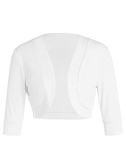 Zukmuk Bolero Damen Solid Color Langarm Short Cardigan Festive Short Cardigan Damen Festlich Elegant Tops (Weiß, L) von Zukmuk