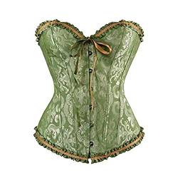 Zukmuk Damen Vollbrust Corsage Top Korsett Vintage Corset Gothic Bustier Corsette Women Overbust Spitze Schleife Boned Style Basques Lace Up Bauchweg Korsage Übergroßen Klassische (Grün, M) von Zukmuk