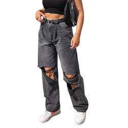 Zukmuk Jeans Hosen für Damen Jeans mit Löchern Jeans Damen High Waist Jeans mit Löchern Boyfriend Jeans Damen Stretch Jeans Frauen (Schwarz C, S) von Zukmuk