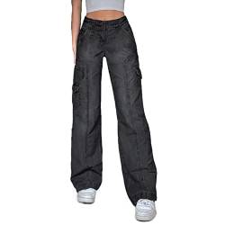 Zukmuk Jeans Hosen für Damen Jeans mit Löchern Jeans Damen High Waist Jeans mit Löchern Boyfriend Jeans Damen Stretch Jeans Frauen (Schwarz E, XL) von Zukmuk