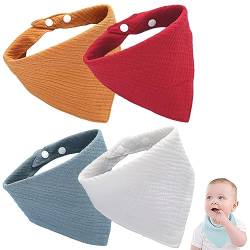 Zulbceo Baby Dreieckstuch Lätzchen 4 Stück, Dreieckstuch Baby, Halstuch Baby, Halstücher Baby mit Verstellbares Druckknopf, Weiche Sabberlätzchen für Junge und Mädchen, Unisex von Zulbceo