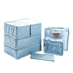ZumZup Unisex Erwachsene Kinder Kofferorganizer 7 Stück Kleidertaschen Reisetasche Kosmetik Aufbewahrungstasche Kleidertaschen Schuhbeutel Grau-Blau 7-teiliges Set von ZumZup