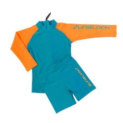 Zunblock Zweiteiler Langarm mit Short UPF 50+| Jungen Mädchen 7 Monate -10 Jahre|Badeanzug| UV Schutz Kinder| Oeko-Tex Standard 100| Strandbekleidung (as3, Numeric, Numeric_74, Numeric_80, Regular) von Zunblock