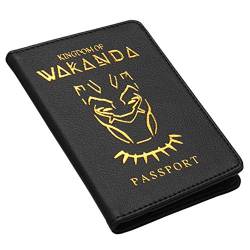 Passport Cover Kingdom of Wakanda Printed Passport Holder Leather Black Panther Passport Case with Multi Card and Ticket Slots, Schwarz , Einheitsgröße von ZuoChen