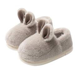 Hasen-Hausschuhe für Damen Plüsch-Kaninchen-Baumwoll-Hausschuhe niedliche Winter-Hausschuhe für den Innenbereich (Grey-a, Erwachsene, Damen, 38, Numerisch (von/bis), EU Schuhgrößensystem, 39, M) von Zureto