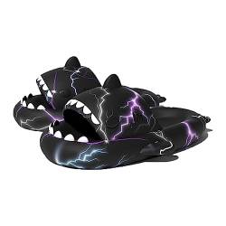 Unisex Shark Slides Schuhe, Shark Slides Erwachsene, Cloudy Shark Slides für Männer und Frauen (Lightning Black, adult, women, numeric_38, numeric_range, eu_footwear_size_system, numeric_39, medium) von Zureto