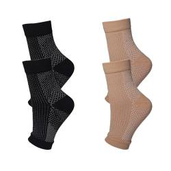 Zureto 2/4 Paare Socken Kompressionsstrümpfe Für Herren Und Damen (DE/NL/SE/PL, Numerisch, 34, 39, Regular, Regular, Black+Brown) von Zureto