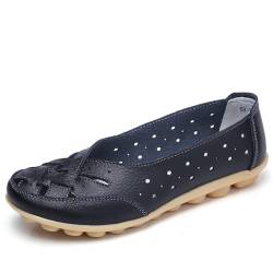 Zureto Orthopädische Slipper für Damen, Flache Freizeitschuhe mit breiter Breite, atmungsaktives Leder zum Hineinschlüpfen (Black, Erwachsene, Damen, 40, Numerisch, EU Schuhgrößensystem, M) von Zureto