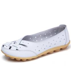 Zureto Orthopädische Slipper für Damen, Flache Freizeitschuhe mit breiter Breite, atmungsaktives Leder zum Hineinschlüpfen (White, Erwachsene, Damen, 43, Numerisch, EU Schuhgrößensystem, M) von Zureto