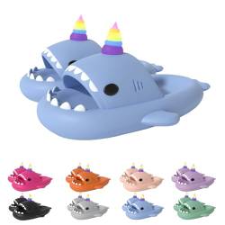 Zureto Unicorn Shark Slides, 2024 New Shark Slippers Glow in The Dark, Super Soft EVA Material Comfortable Sandals (Blue, Erwachsene, Damen, 38, Numerisch (von/bis), EU Schuhgrößensystem, 39, M) von Zureto