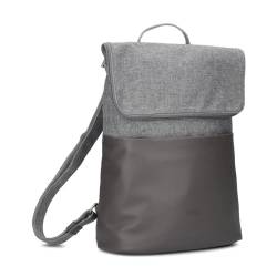 Damen City-Rucksack wasserabweisend KIM KIR 110 (6/9 Liter) Daypack Bicolor urbaner Canvas-Stil, wasserdichter Reißverschluss gepolsterter Rücken funktional & praktisch gute Innenausstattung (stone) von Zwei