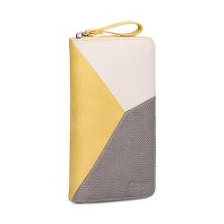 Zwei Damen Geldbörse JANA J2 Wallet 20 x 11 cm hochwertiges Kunstleder im Tricolor-Design, Portemonnaie mit 12 Kartenfächern, Münzfach, Sichtfach für Ausweise, mit umlaufenden Reißverschluss (Lemon) von Zwei