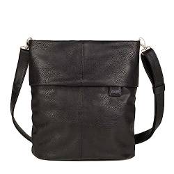 Zwei Damen Handtasche Mademoiselle M12 Umhängetasche 7 Liter klassische Crossbody Bag aus hochwertigem Kunstleder, DIN-A4 passend (noir) von Zwei