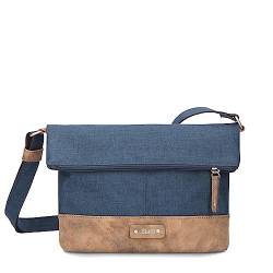 Zwei Damen Rolltop-Handtasche Olli OT6 Umhängetasche 2/4 Liter klassische Crossbody Bag wasserabweisend robust strapazierfähig Bicolor Design Schultertasche, hochwerti verarbeitet (blue) von Zwei