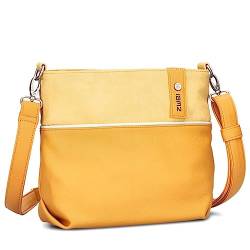 Zwei Damen Umhängetasche JANA J8 Crossbody Bag 3 Liter Bicolor Handtasche im Canvas-Stil, hochwertiges, weiches Kunstleder, ideal für den Alltag, inkl. 2 Schultergurte kurz und lang (sunny) von Zwei