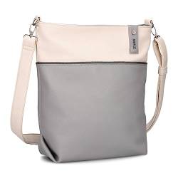 Zwei Damen Umhängetasche Jana J12 Crossbody Bag 9 L Handtasche Bicolor Canvas-Stil passender Kosmetikbeutel extra Schultergurt & Schlüsselband, Schultertasche DIN-A4 passend (foggy) von Zwei