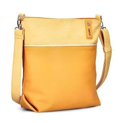 Zwei Damen Umhängetasche Jana J12 Crossbody Bag 9 L Handtasche Bicolor Canvas-Stil passender Kosmetikbeutel extra Schultergurt & Schlüsselband, Schultertasche DIN-A4 passend (sunny) von Zwei
