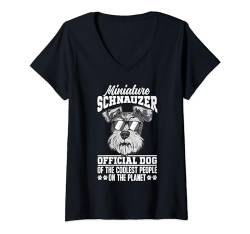 Damen Zwergschnauzer Hund Mini Schnauzer T-Shirt mit V-Ausschnitt von Zwergschnauzer Designs & Hund Schnauzer Kleidung