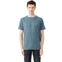 Zwhemp Hanf T-Shirts für Herren, Männer Tee, Rundhals, 55% Hanf, 35% recyceltes Polyester, 10% Tencel (DE/NL/SE/PL, Alphanumerisch, M, Regular, Regular, Blue Mirage) von Zwhemp