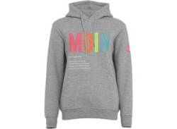 Sweatshirt ZWILLINGSHERZ Gr. S/M, grau (hellgrau) Damen Sweatshirts mit Kapuze, Frontprint, Neondetail von Zwillingsherz