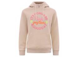 Sweatshirt ZWILLINGSHERZ Gr. SM, beige Damen Sweatshirts mit Kapuze, großer Frontprint, neonfarben von Zwillingsherz