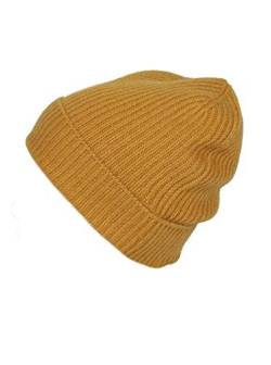 Zwillingsherz Grobstrick-Wintermütze aus 100% Kaschmir - Hochwertige Strickmütze für Damen - Hat - Unisex – One Size – Cashmere – warm & weich im Frühjahr Herbst & Winter - gelb von Zwillingsherz