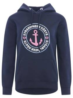 Zwillingsherz Hoodie BW Paillette Strand Meer Navy (DE/NL/SE/PL, Alphanumerisch, S, Regular, Regular, Navy) von Zwillingsherz