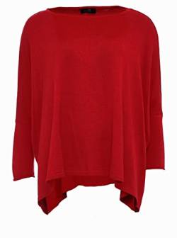 Zwillingsherz Poncho mit Baumwolle - Hochwertiges Cape für Damen - XXL Umhängetuch und Tunika mit Ärmel - Strick-Pullover - Sweatshirt - Stola für Sommer und Winter von Cashmere Dreams - wein von Zwillingsherz